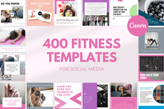 400 Premium Fitness Templates for Social Media (Feminine)