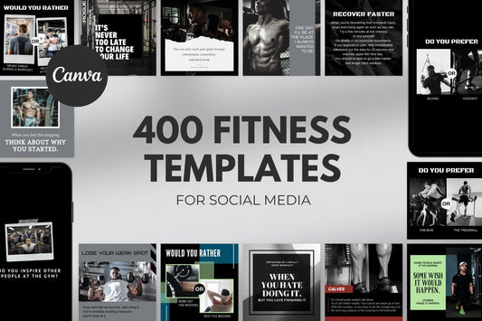 400 Fitness Templates For Social Media (Masculine version)